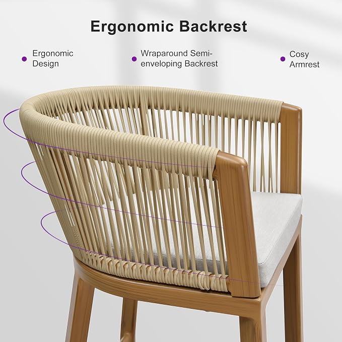 PURPLE LEAF Counter Height Bar Stools Set of 4 Rattan Bar Stools - Image 8