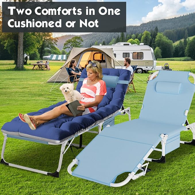 MOPHOTO Oversized Beach Lounge Chair, 5-Position Adjustable Tanning Chair - Image 3