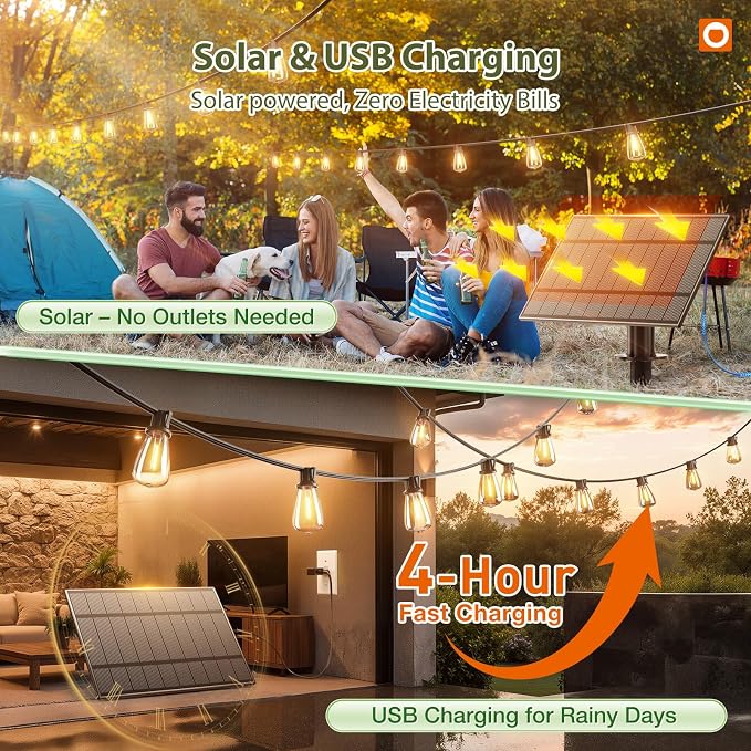 addlon 204FT Solar String Lights Waterproof, Patio Lights Solar Powered - Image 2