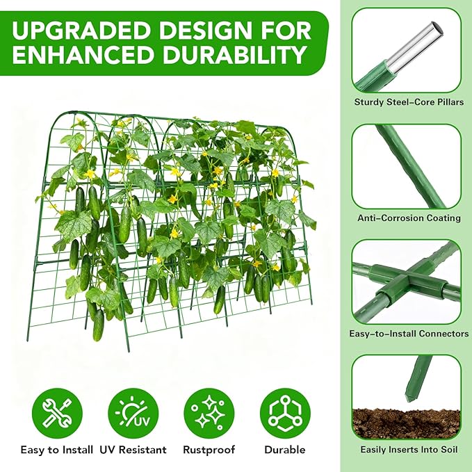Cucumber Trellis for Raised Bed, U-Shape Garden Trellis for Climbing Plants - Image 2
