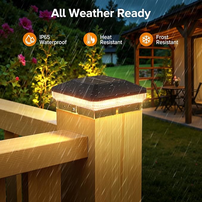 LETMY 6 Pack Solar Post Cap Lights Outdoor, 40 LEDs 4x4 Fence Post Solar Lights - Image 7