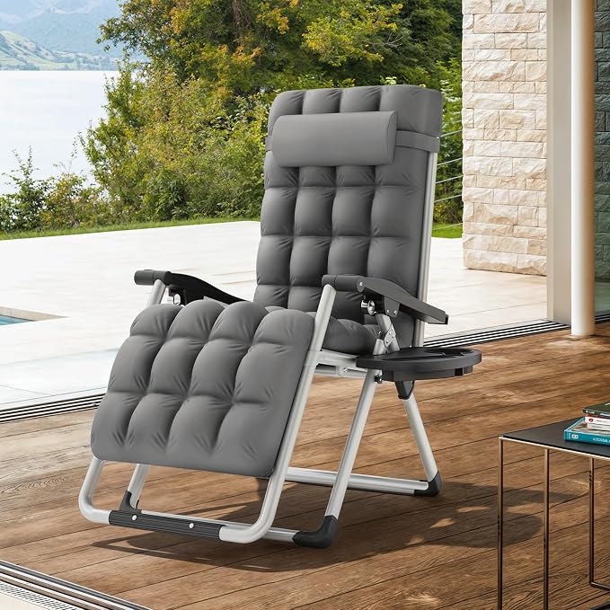MoNiBloom Beach Chaise Lounge Chair, Patio Folding Recliner - Image 2