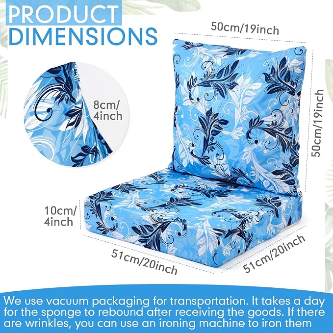 Hoteam 4 Set Outdoor Chair Patio Cushions 20 x 20 Inch Deep Seat Waterproof - Image 2