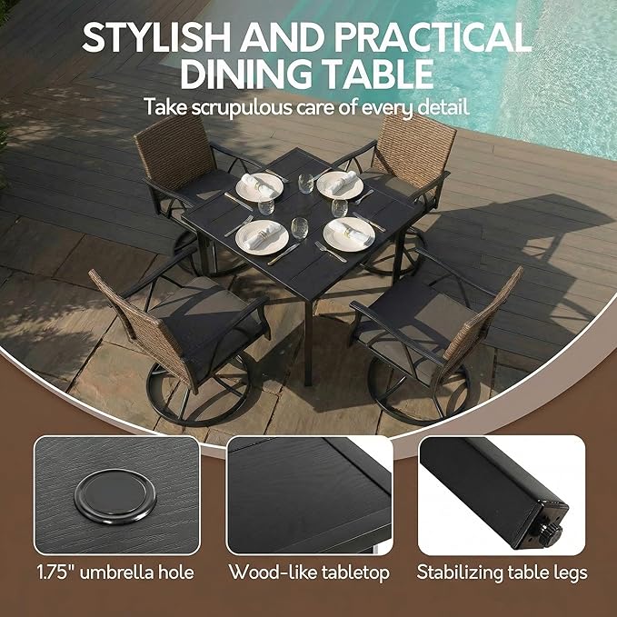 5-Piece Patio Dining Set for 4，Outdoor Dining Set - Image 5