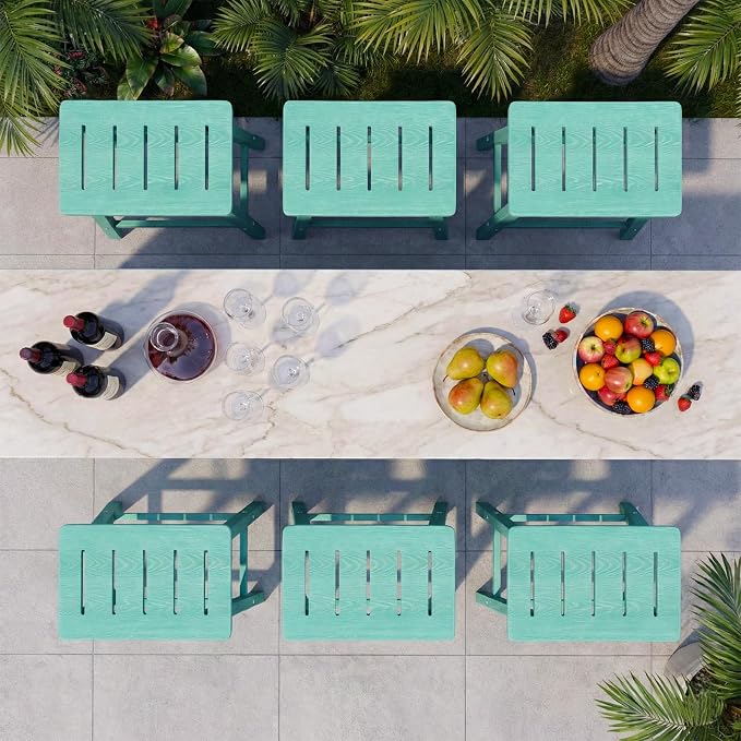 Outdoor Bar Stools Set of 6, 24 Inch All-Weather HDPE Counter Height Chairs - Image 8