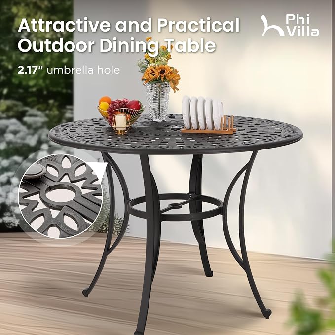PHI VILLA 7 PCS High Bar Patio Dining Set, Cast Aluminum Outdoor Bar Set - Image 5