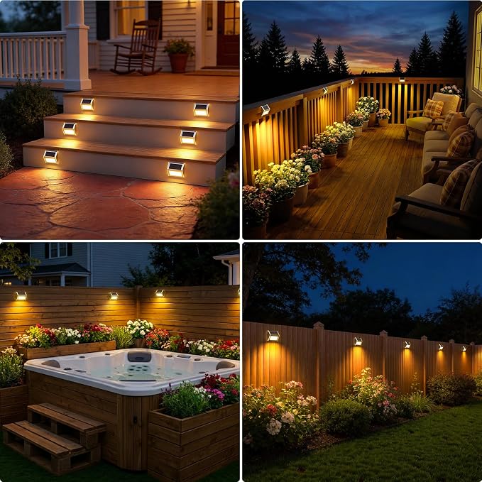 JSOT Solar Lights Outdoor for Deck, Waterproof Solar Powered Steps Light - Image 2