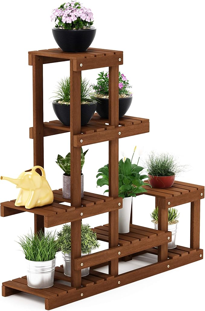 Furinno FG18451 Tioman Hardwood Patio Furniture Outdoor Flower Stand in Teak Oil by Furinno-FitsYourSpaceFitsYourBudget