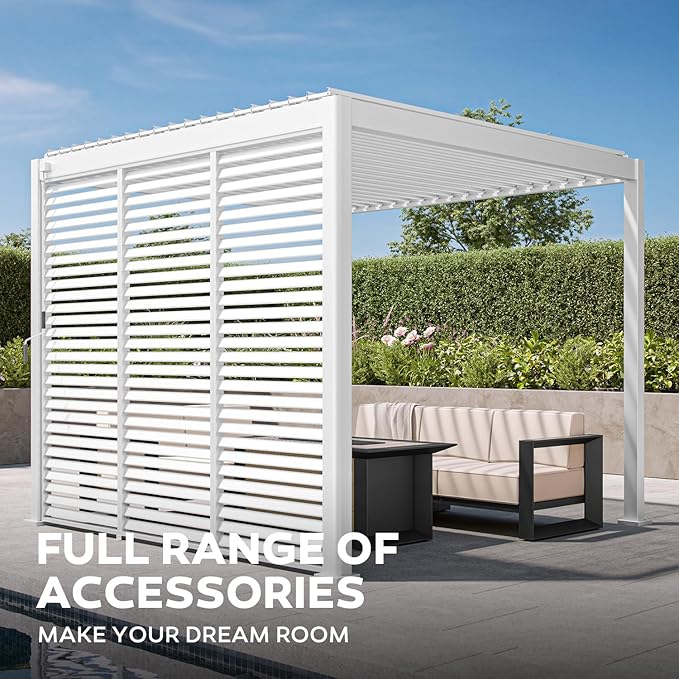 Mirador 111S Round Louvered Pergola Gazebo, 10Ft x 10Ft, Full Aluminum Frame - Image 2