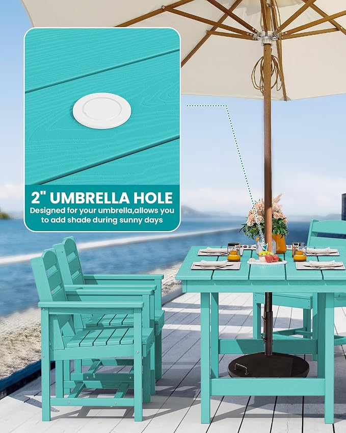 SERWALL 7-Piece Patio Table Set, Outdoor HDPE Dining Furniture - Image 2