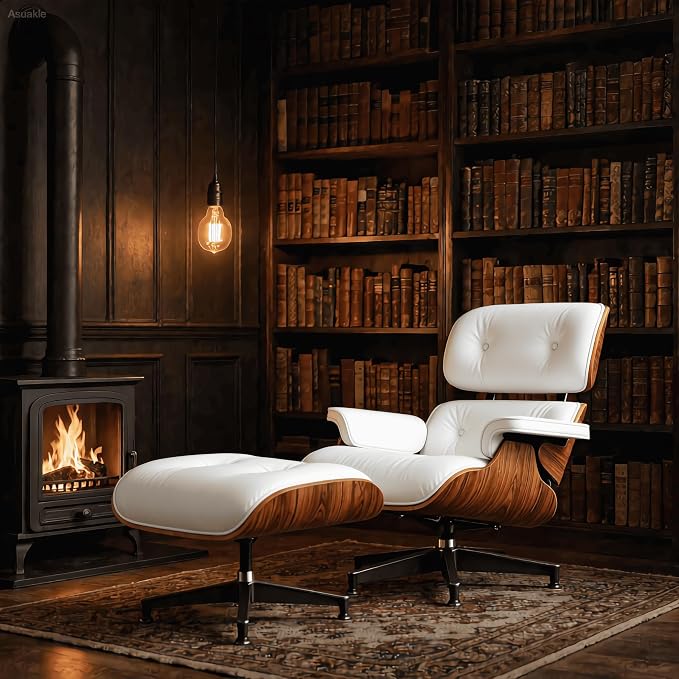 Top Grain Leather, Mid Century Chaise Lounge Chair and Ottoman, Modern Chair - Image 2