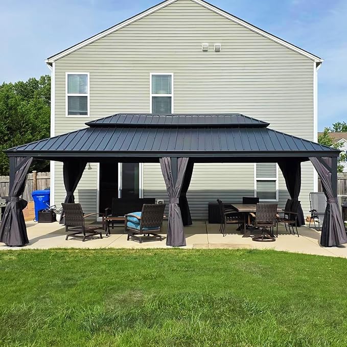 PURPLE LEAF 14' X 24' Outdoor Hardtop Gazebo Aluminum Pavilion - Image 2