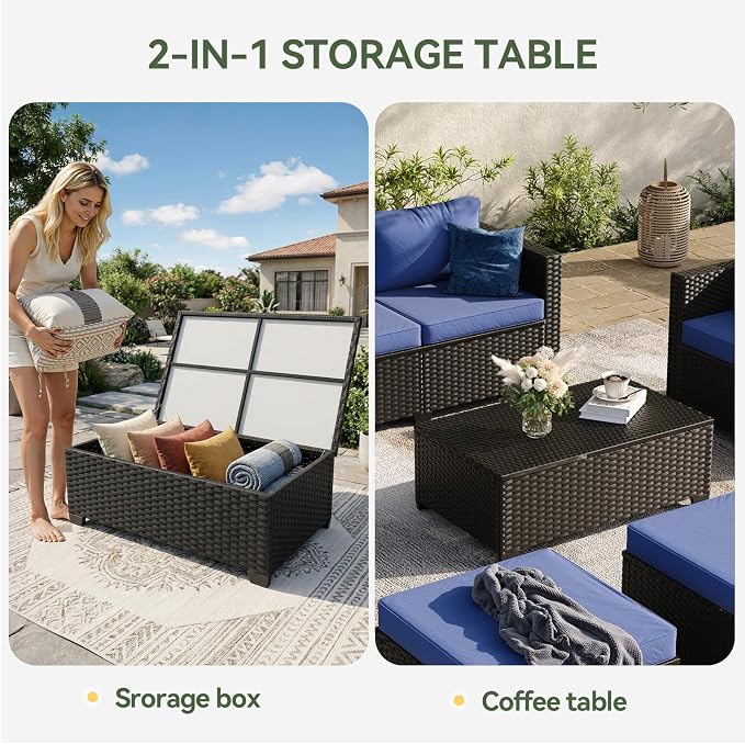 Aoxun 8 Piece Outdoor Patio Furniture Set 7 Seats, Outdoor Sectional - Image 9