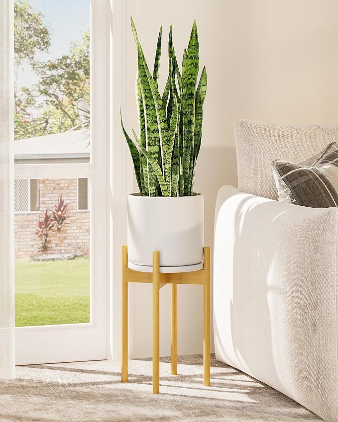 Adjustable Plant Stand Indoor, Bamboo Plant Stand Fits 8 9 10 11 12 Inches by Gentingbro