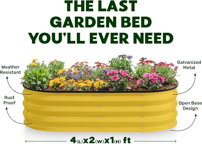 Plant & Plot Galvanized Raised Garden Beds Outdoor // 4×2×1 ft Planter Raised - Image 4