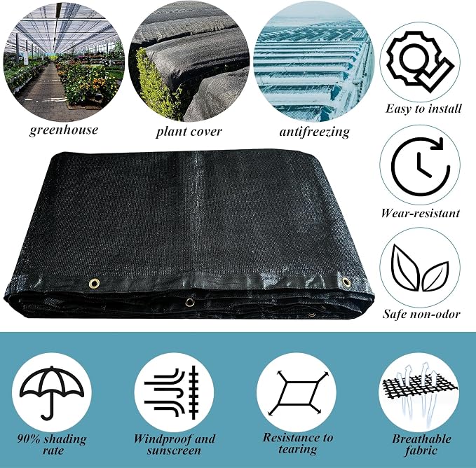 90% Black Sun Shade Cloth 4x16 ft - Image 3