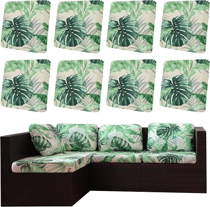 8Pcs Outdoor Cushion Covers, Patio Cushion Covers, Stretch Elastic Slipcovers by dreahoteztil