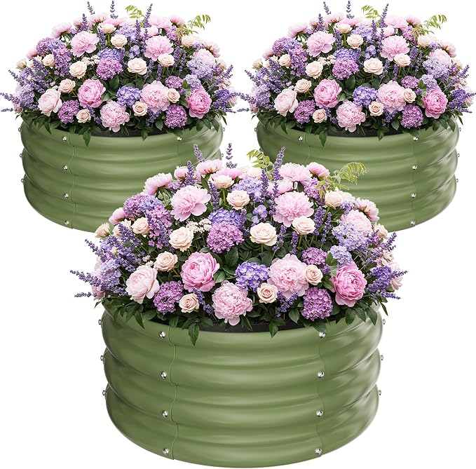 ZXZYHFTY Round Galvanized Raised Garden Bed kit, Round Large Metal Raised by ZXZYHFTY