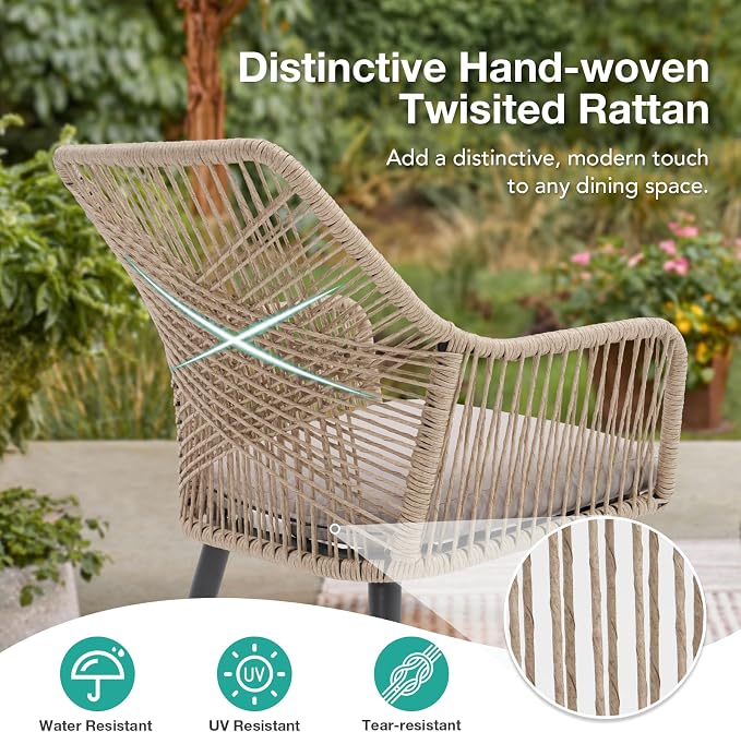 Patiorama 5-Piece Patio Dining Set, Outdoor Dining Table Chair Set, All-Weather - Image 4
