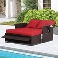 Nightcore Wicker Patio Outdoor Daybed, Outdoor Chaise Lounger w/ 4-Level by Goplus