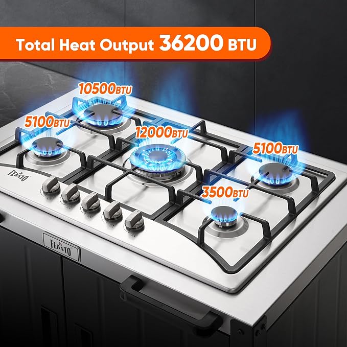 Gas Grill, Movable Outdoor Gas Stove Stainless Steel Top - Image 5