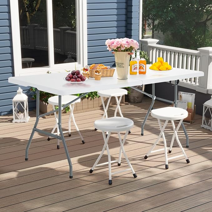 GYMAX Folding Stool, 18in Portable Collapsible Bar Stool - Image 2