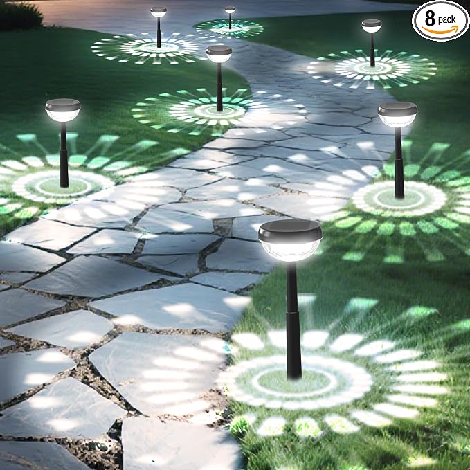 Ensenior 8-Pack Solar Lights Outdoor, Auto ON/Off 6500K LED Solar Garden Lights by Ensenior