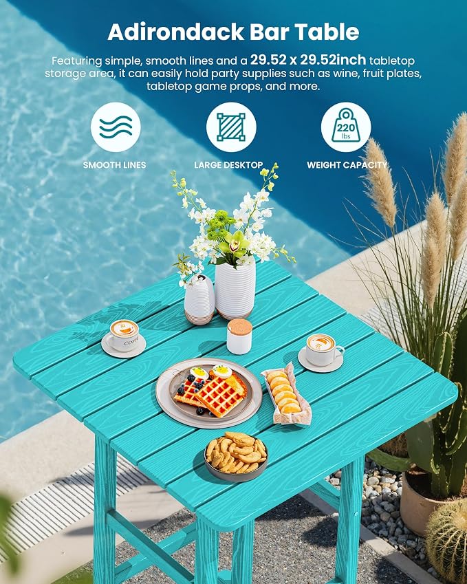 SERWALL 5 Pieces Adirondack Bar Chairs Set - Image 2