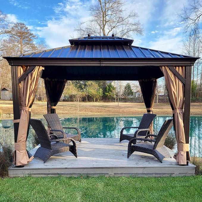 PURPLE LEAF 10' X 12' Hardtop Gazebo Canopy by PURPLELEAF