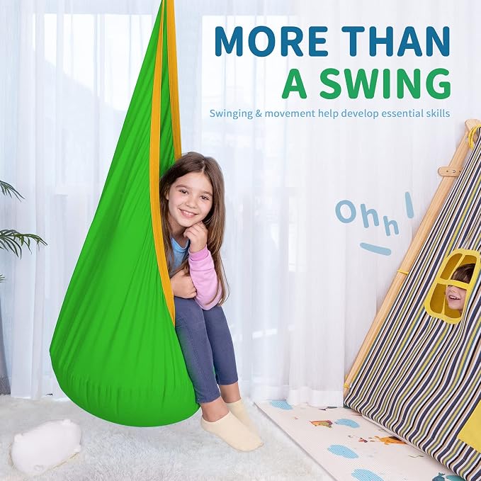 OUTREE Kids Pod Swing Seat, Cotton Child Hammock Swing Chair, Sensory Swing - Image 5