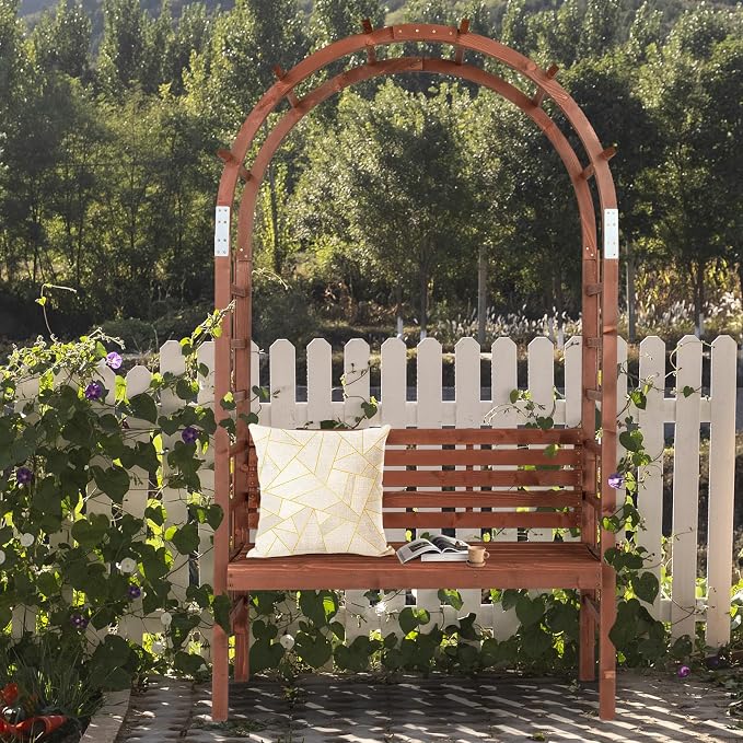 6.8FT Garden Arch with Bench, Arbor Arch by Unknown
