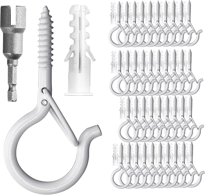 PlusRoc 40 Pack Ceiling Hooks for Hanging Plants Outdoor String Lights Heavy by PlusRoc