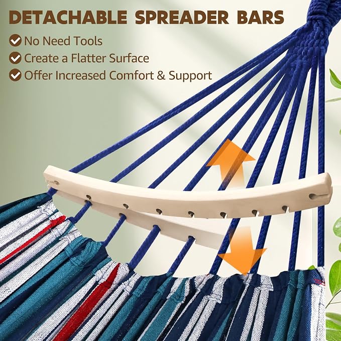 Chihee Cotton Hammock Large Soft Breathable Camping Hammock Holds Up to 660lbs - Image 3