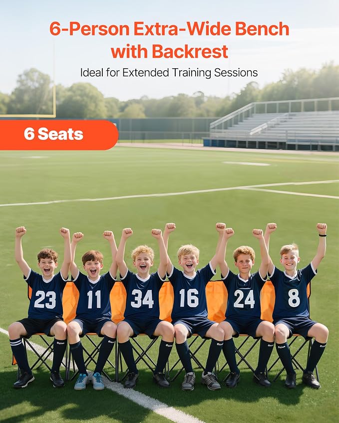 VEVOR Portable Folding Bench, 6 Seat Foldable Soccer Bench - Image 4