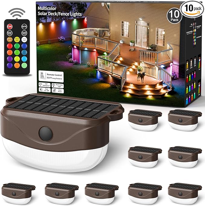 Solar Fence Lights with Remote Control 50ft, 15 Multi Colors Solar Powered by LightingtheFutureNaturally