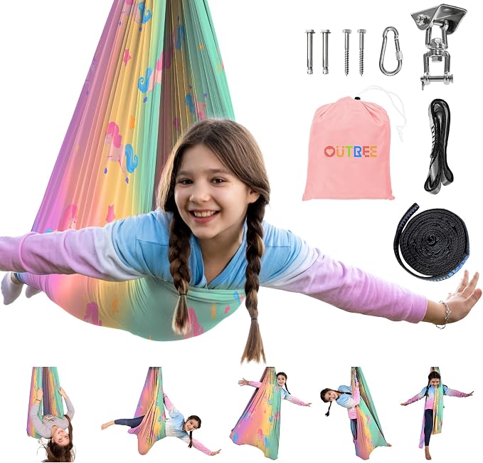 OUTREE Sensory Swing for Kids, Double Layer Therapy Hammock, Indoor Swing by WelcometoOUTREEsworld