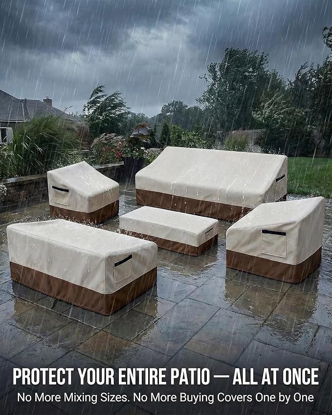 5 Piece Patio Furniture Cover Set, Waterproof Outdoor Furniture Covers - Image 4