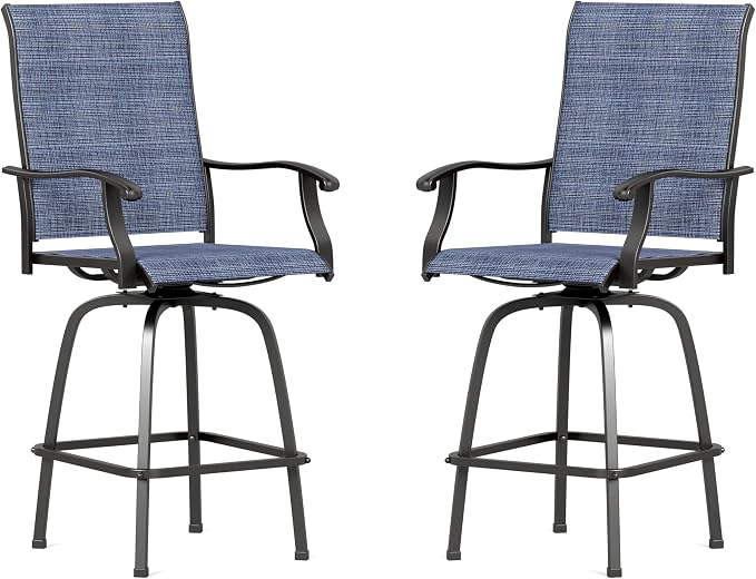 Sophia & William Patio Swivel Bar Stools Set of 2, Bar Height Patio Chairs by SophiaWilliam