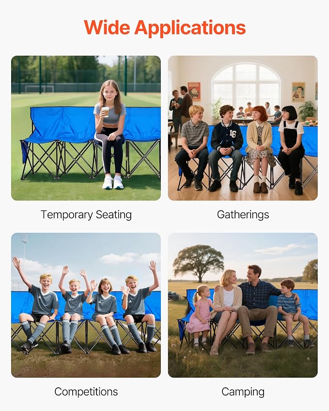 VEVOR Portable Folding Bench, 8 Seat Foldable Soccer Bench - Image 8