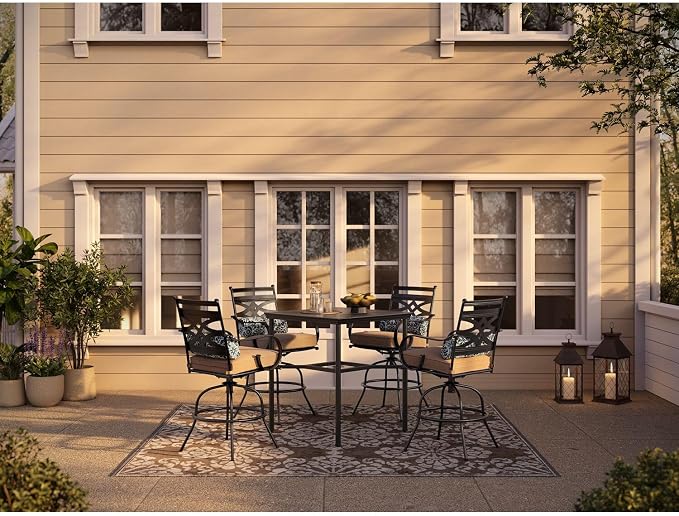 Hanover Montclair All-Weather 5-Piece Outdoor Dining Set, 4 Cushioned Swivel - Image 3