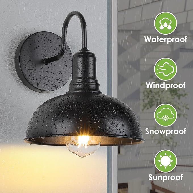 Large Outdoor Wall Sconce, 2 Pack Exterior Waterproof Farmhouse Barn Light - Image 3