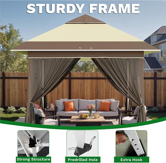 Devoko 12x12 Pop Up Gazebo Canopy Tent - Image 2