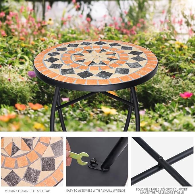 VCUTEKA Mosaic Outdoor Side Table - Image 5