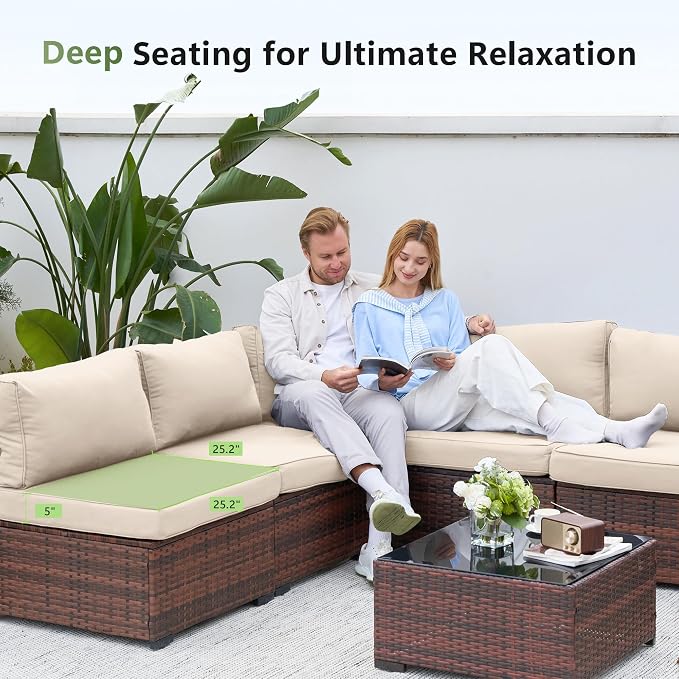 Amopatio Patio Furniture Set 7 Pieces Patio Conversation Set Outdoor Sectional - Image 3