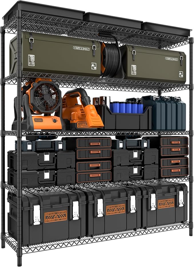 3500LBS 59" W 5 Tiers Storage Shelves, Metal Shelving Wire Metal Shelving Unit by MEIGAOPLASTICANDMETALHKCOLIMITED