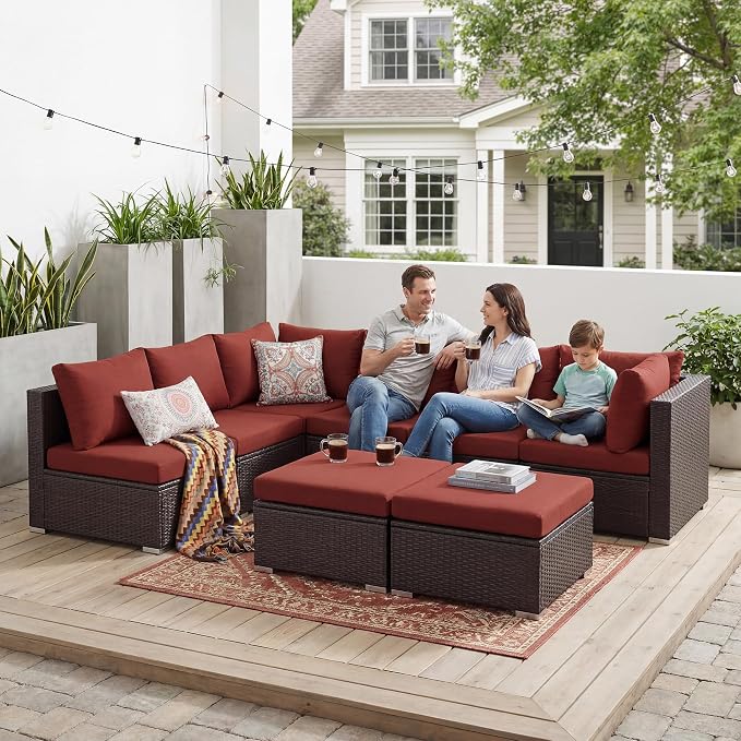 NICESOUL 29.3'' High Back Wicker Patio Furniture Set - Image 3