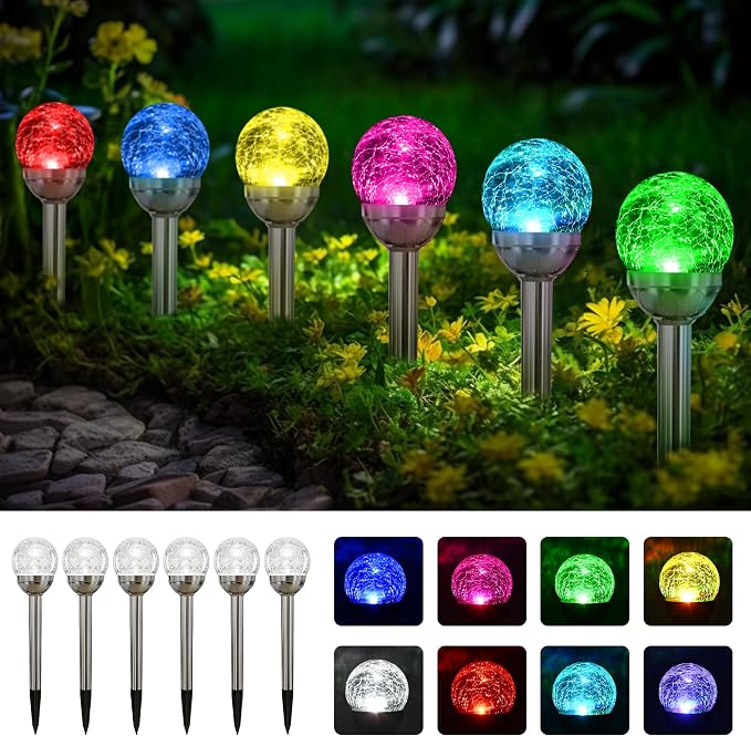 SOLPEX Solar Garden Lights Outdoor, 6 Pack Multi-Color Changing&White 2 Modes - Image 6
