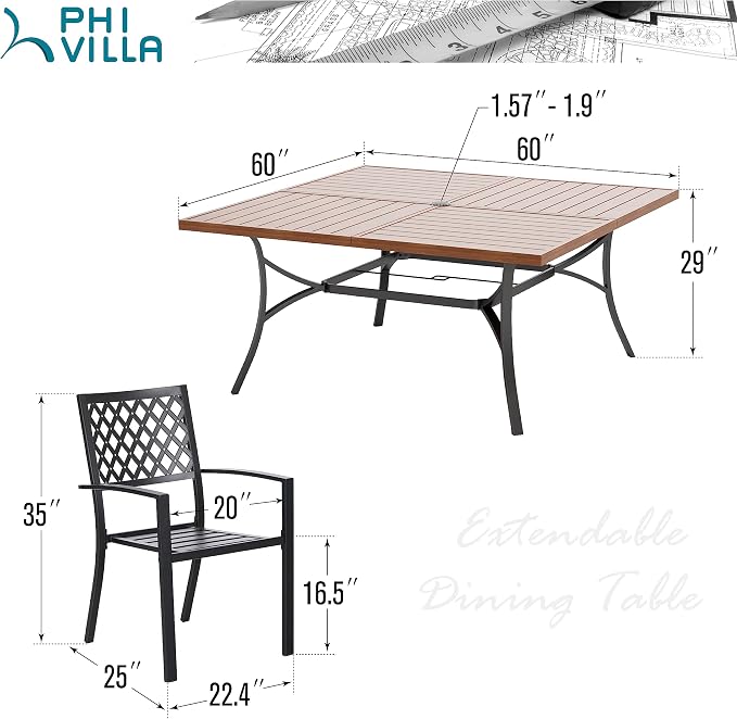 PHI VILLA 9 Pieces Outdoor Dining Set - Image 9