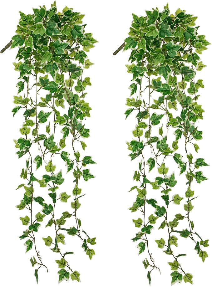 Hollyone 2pcs Artificial Hanging Plants 31" Fake Ivy Vine Faux Ivy Leaves by Hollyone