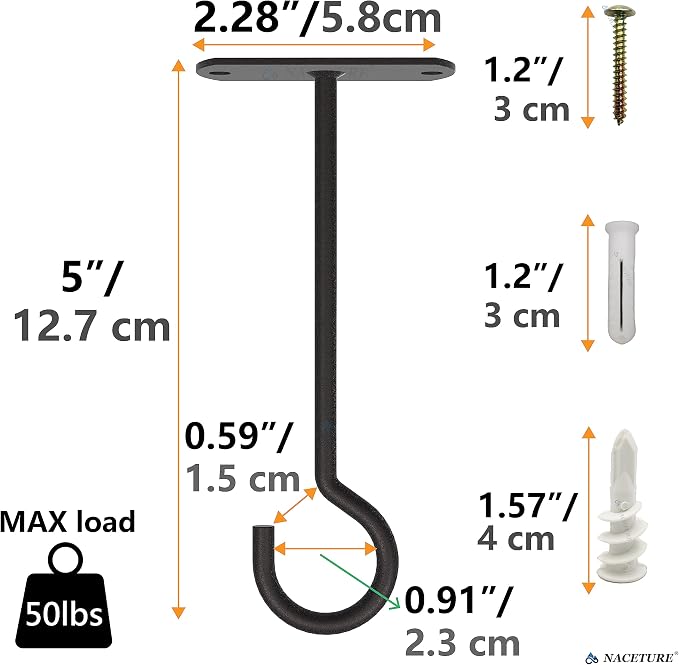 NACETURE Ceiling Hooks Heavy Duty 2 Pack - Image 8
